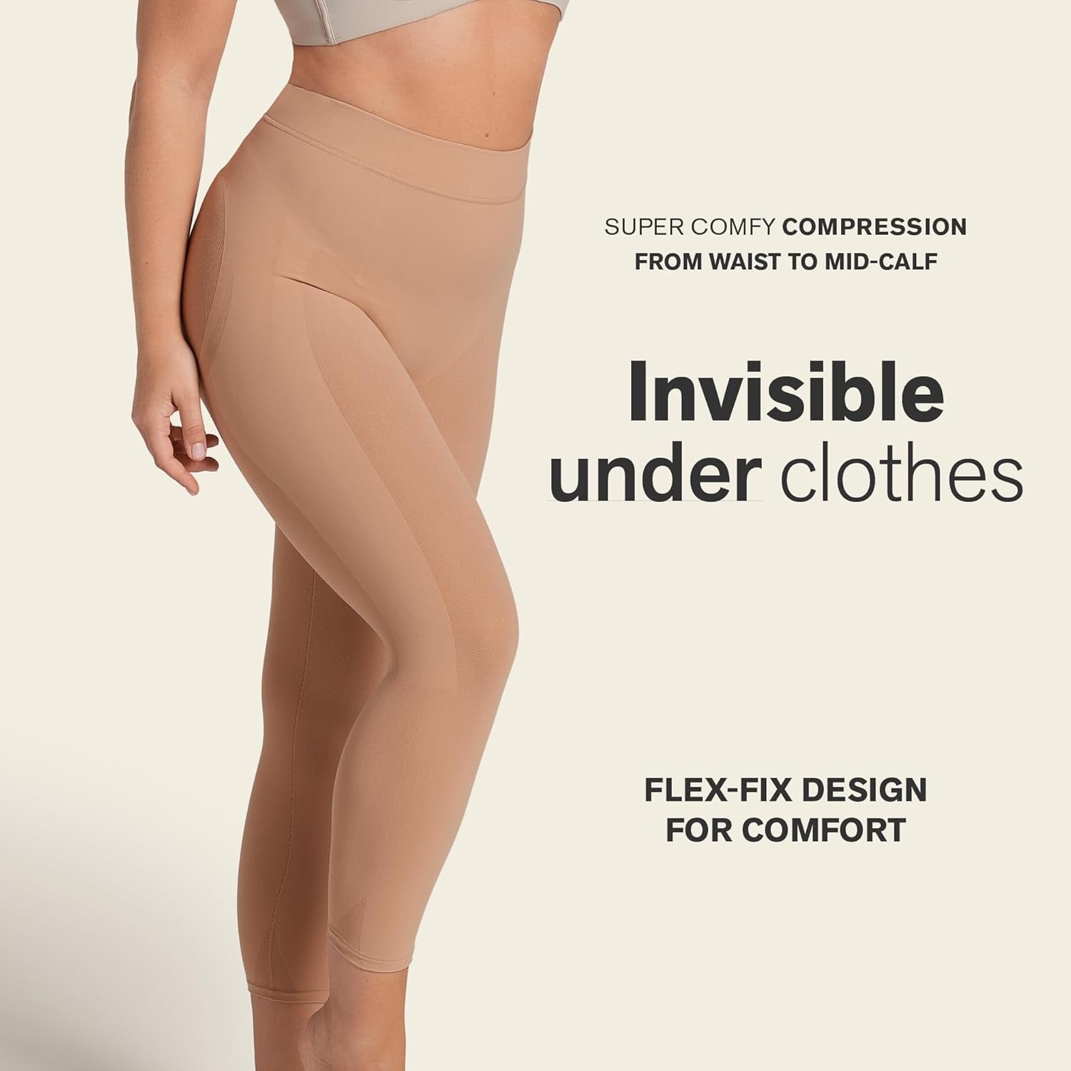 Woman wearing Leonisa butt lifting shapewear capri shorts side profile