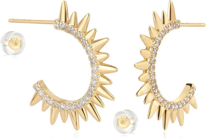 MYEARS Women Hoop Earrings Gold 14K Gold Filled Small Simple Handmade Hypoallergenic Everyday Illusion Jewelry