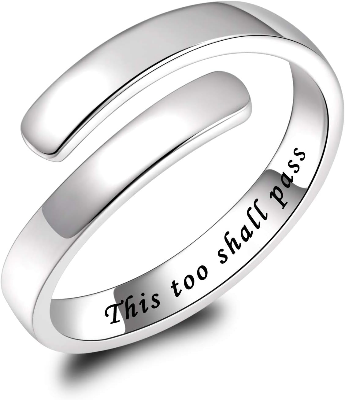 BEILIN 925 Sterling Silver Inspirational Jewelry Rings Adjustable Ring Personality Encouragement Gift for Teens Women