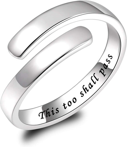 BEILIN 925 Sterling Silver Inspirational Jewelry Rings Adjustable Ring Personality Encouragement Gift for Teens Women