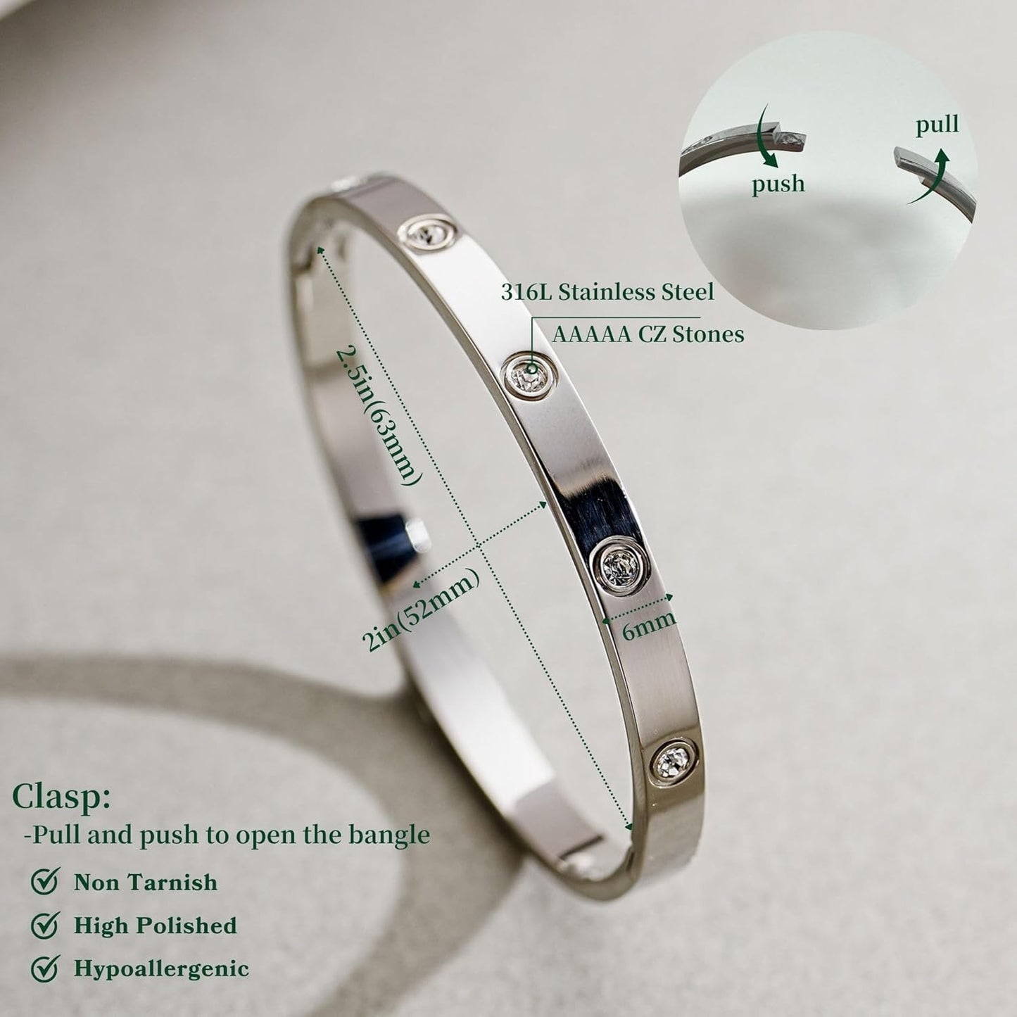 Kainier cubic zirconia bracelet showing brilliant gemstone detail