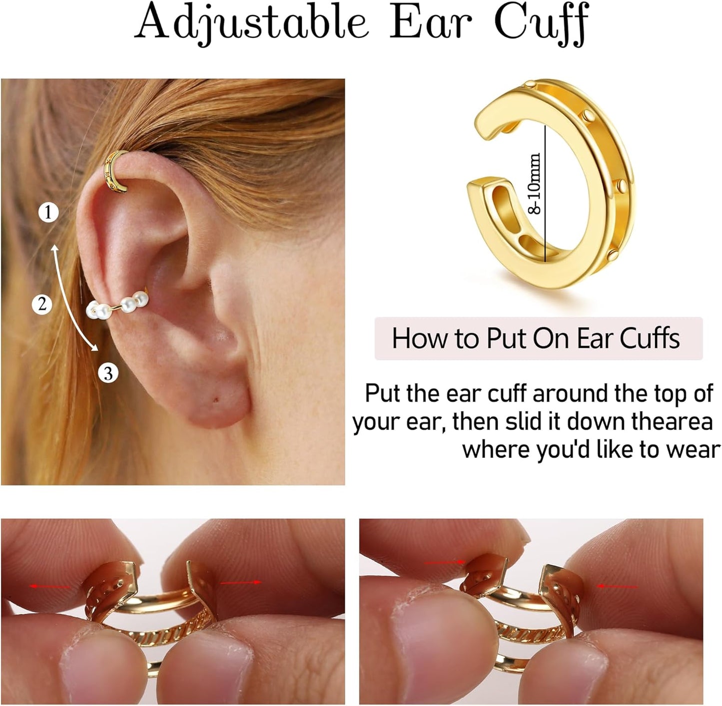 BESTEEL 66 Pcs Ear Cuff Earrings for Women Non Piercing,Hypoallergenic Silver Plated Clip on Fake Earrings for Sensitive Ears,Ear Wrap Earrings for Helix Cartilage,Cz Star Butterfly Ear Cuffs Non Piercing