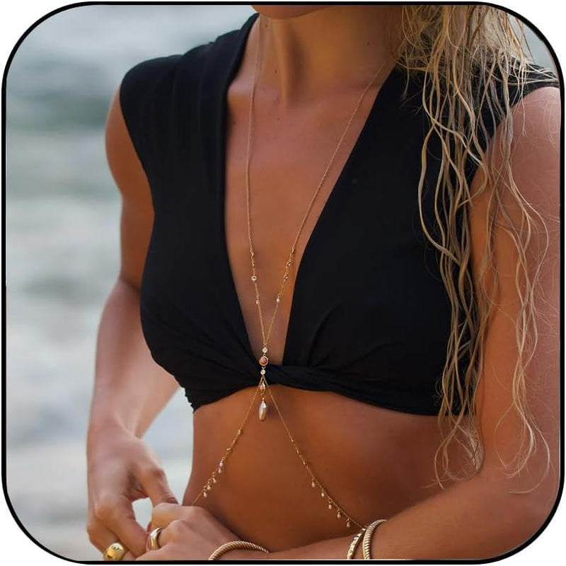 Sexy Rhinestone Bra Chain Chest Bracket Bikini Nightclub Crystal Rave Body Chain for Women Body Jewelry