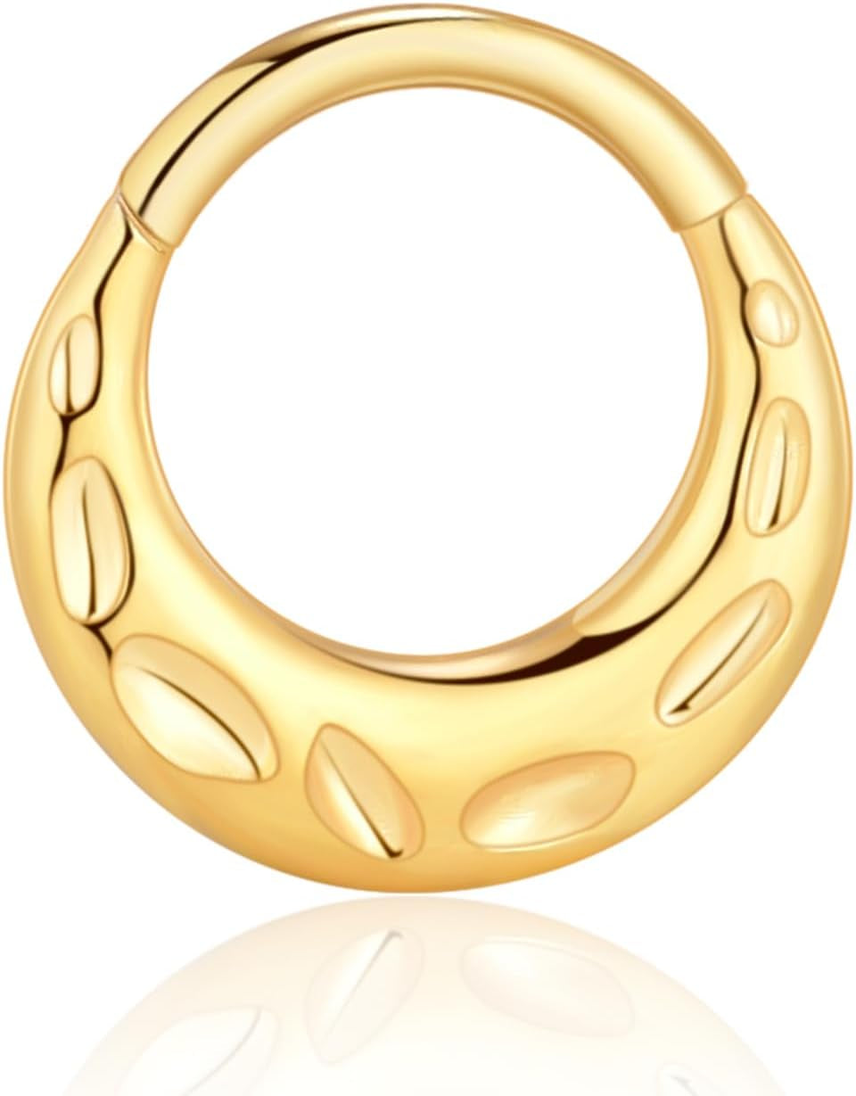 Chain Link Septum Rings: 16G 8Mm Nose Helix Cartilage Daith Tragus Earring Piercing Ring Hoop, Surgical Steel Nose Ear Clicker Rings Piercing Jewelry for Women Men