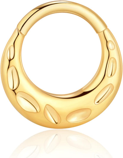 Chain Link Septum Rings: 16G 8Mm Nose Helix Cartilage Daith Tragus Earring Piercing Ring Hoop, Surgical Steel Nose Ear Clicker Rings Piercing Jewelry for Women Men