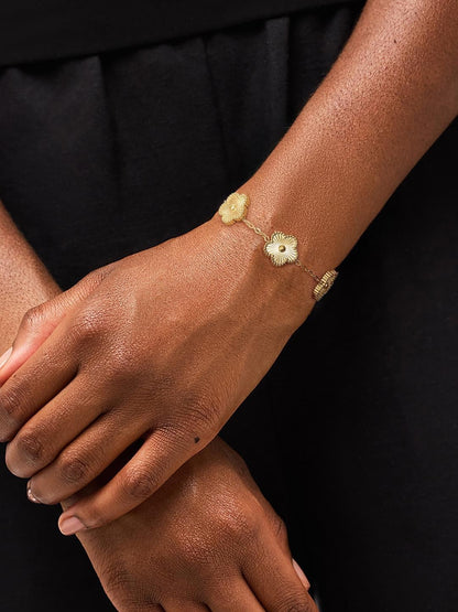 Gold Tone Clover Bracelets Set Love Bangles Bracelets for Women Non Tarnish, Stacking Bracelets Trendy Jewelry Gift for Women