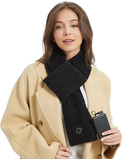 Heated Scarf for Women Men with Rechargeable 6000Mah Battery Pack Heated Neck Pad,Three Temp Settings, Rapid Heat,Neck Warmer Warp (Deep Black)