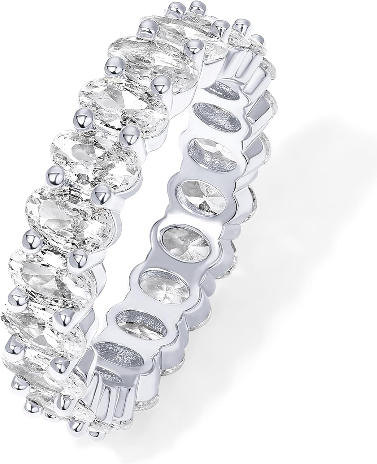 14K Gold Plated Oval Cubic Zirconia Love Ring - Elegant Eternity Ring Featuring 5Mm Stackable Design for Women, Perfect Gold Ring for Fashionable Accessories