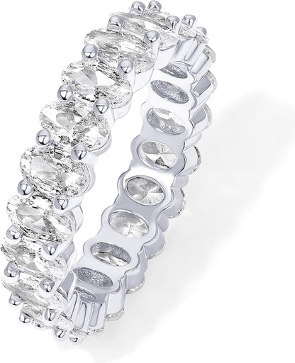 14K Gold Plated Oval Cubic Zirconia Love Ring - Elegant Eternity Ring Featuring 5Mm Stackable Design for Women, Perfect Gold Ring for Fashionable Accessories