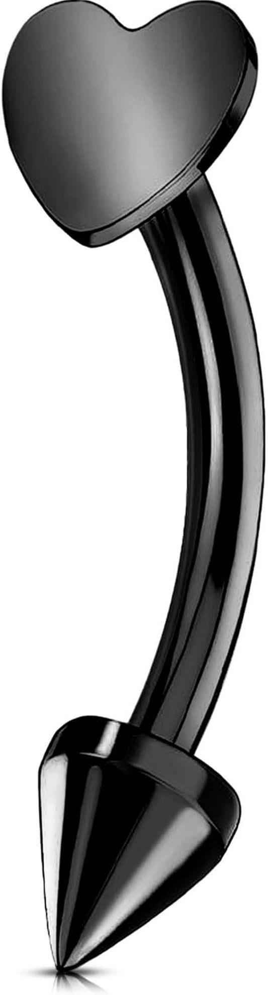 OUFER Rook Piercing Jewelry, G23 Solid Titanium Eyebrow Rings, Heart Vertical Labret Lip Jewelry, 16G Curved Barbells, Daith Rook Earrings for Women Men