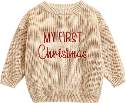 Baby Halloween Sweater Pumpkin Print Long Sleeve Crewneck Embroidery Knit Sweatshirt Toddler Fall Winter Pullover
