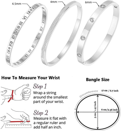 14K Gold Plated Bracelet Set for Women Love Friendship Bangle with Cubic Zirconia Stones Stainless Steel Bracelet Best Gifts for Women