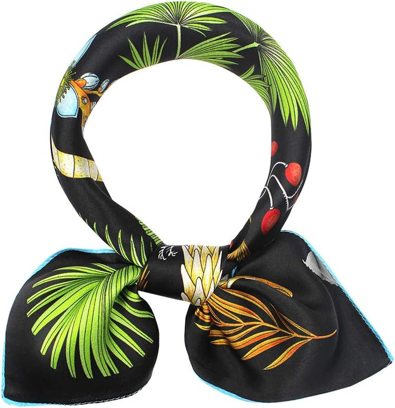 ANDANTINO 100% Mulberry Silk Scarf -21” Lightweight Square Neckerchief – Breathable Digital Printed Scarves with Gift Packed