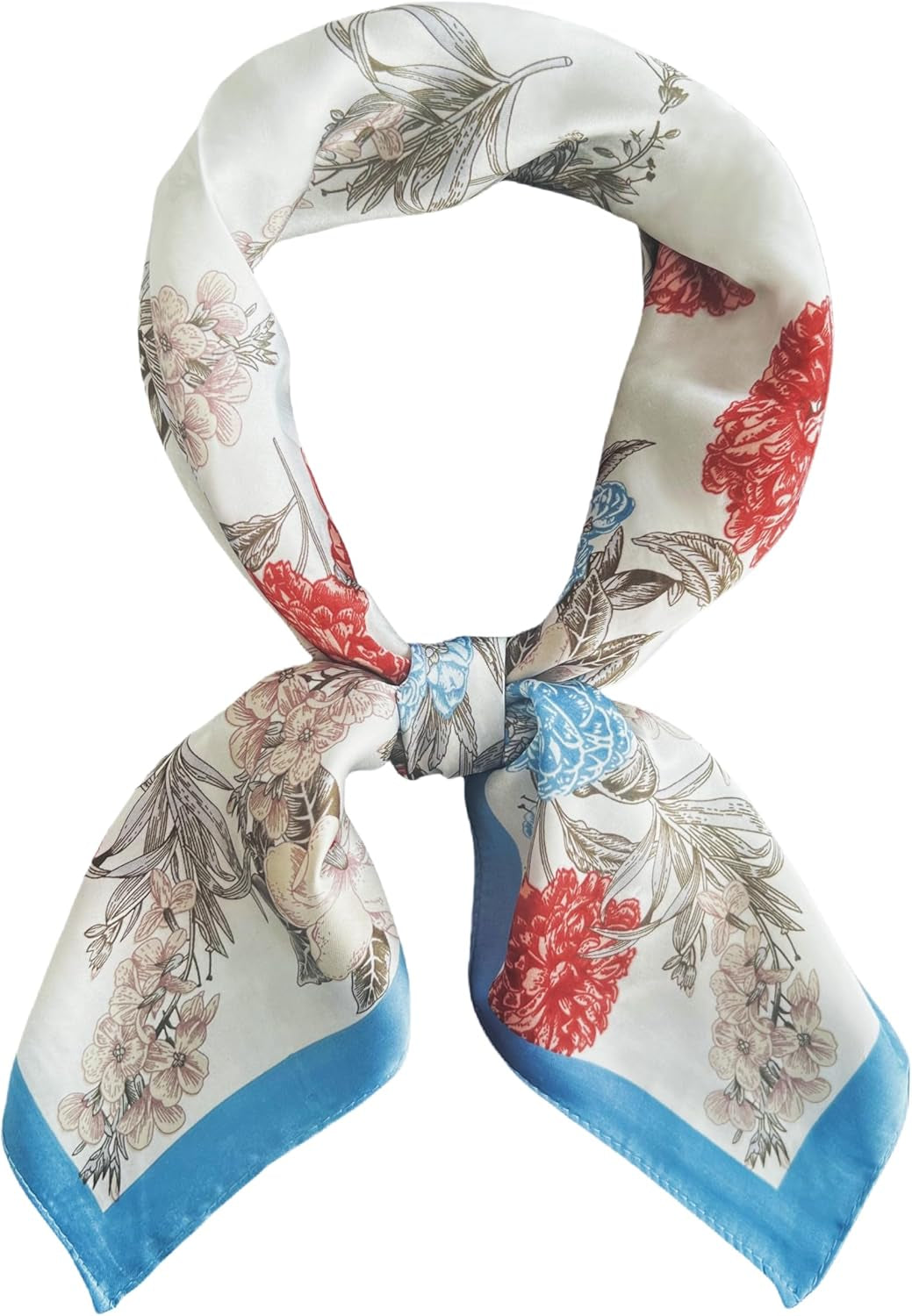 MINIDORA Satin Scarves for Women 27.5 × 27.5 Inches Medium Square Elegant Silk Feeling Head Scarf