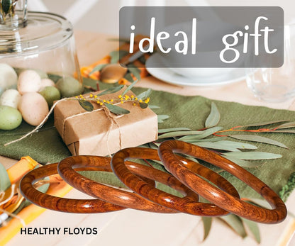 Handmade Natural Wooden Bangle Set (4 Pieces) for Women | Natural Wood Bangles Christmas Gift Jewelry for Her | Eco-Friendly Artisan Crafted Gift