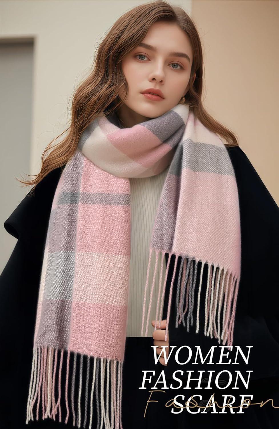 Pleneal Scarf for Women, Womens Winter/Fall Scarf,Long Plaid Shawls and Wraps, Cashmere Feel Blanket Pashmina Scarves