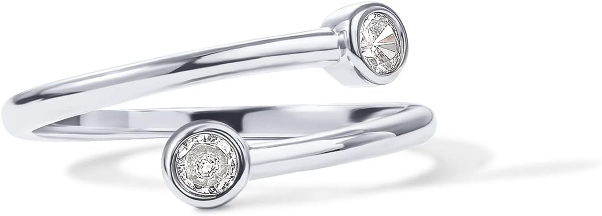 PAVOI 14K Gold Plated CZ Bypass Ring | Simulated Diamond BTY Ring | Stacking Rings for Women