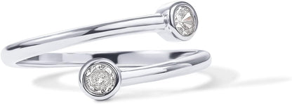 PAVOI 14K Gold Plated CZ Bypass Ring | Simulated Diamond BTY Ring | Stacking Rings for Women