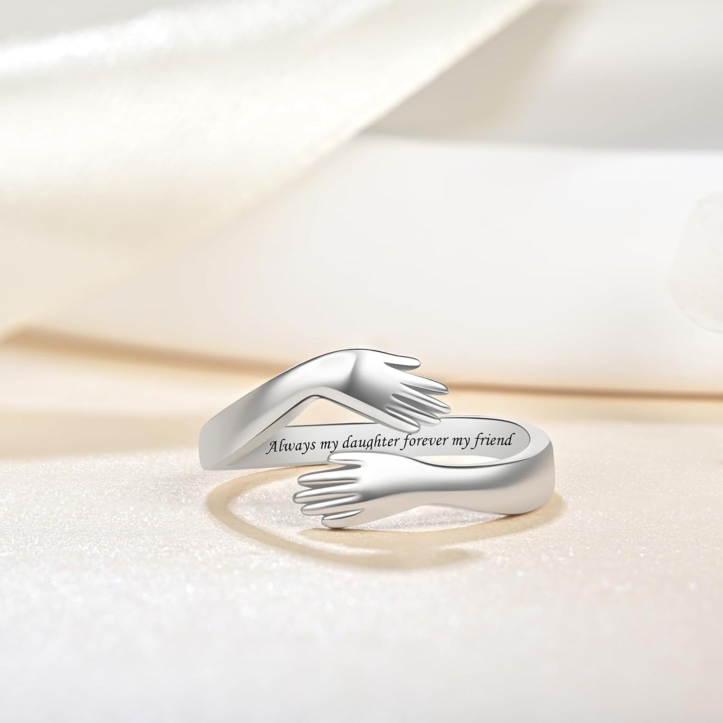 Women's adjustable hug ring showing comfort fit and elegance