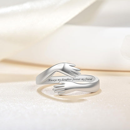 Women's adjustable hug ring showing comfort fit and elegance