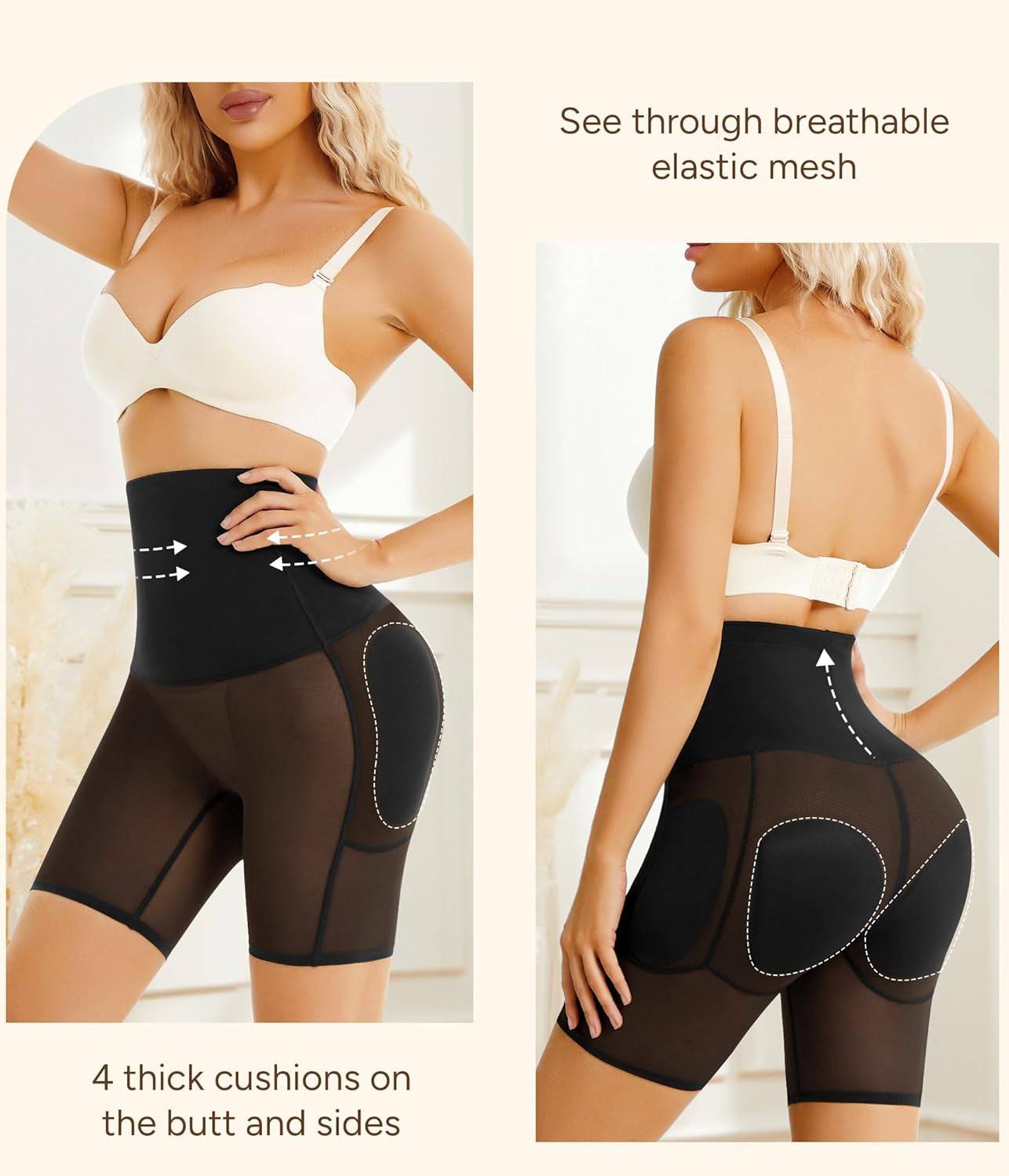 Irisnaya seamless padded shapewear front smoothing