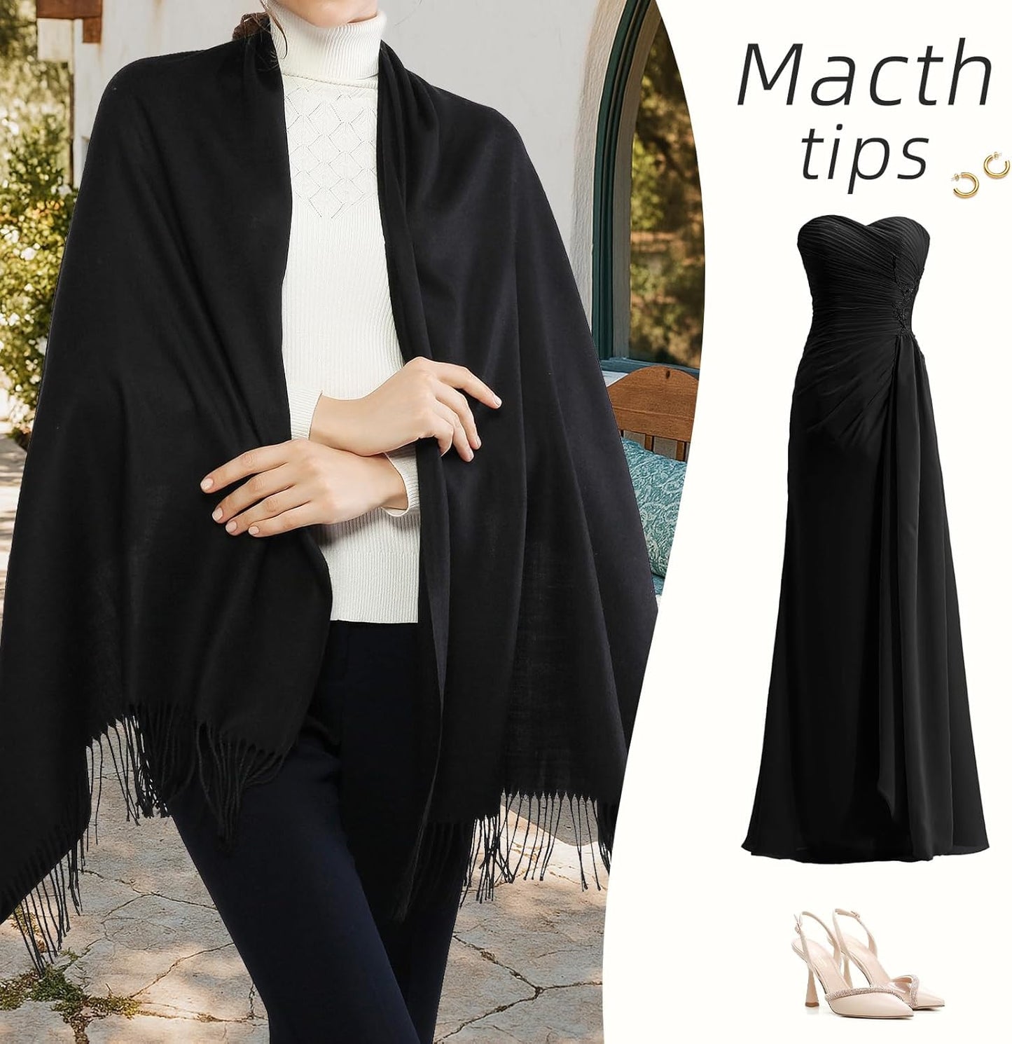 RIIQIICHY Women'S Scarf Pashmina Shawls and Wraps for Evening Dress Bridesmaid Wedding Bridal Winter Warm Long Large Scarves