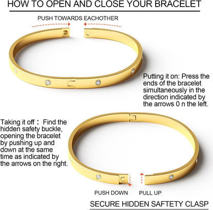 Aicase 18 K Gold Plated Love Bangle Bracelet Dupes Sets(Gold/Rose Gold/Silver) Stack Wide Wristband Bangle Nail Friendship Bracelet Birthday Lovely Trendy Jewelry Gifts for Women Mom Besties