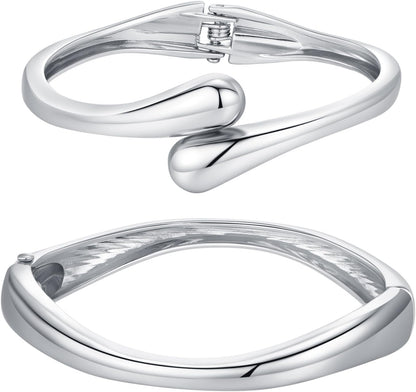 14K gold plated chunky cuff bracelets perfect for stacking and layering