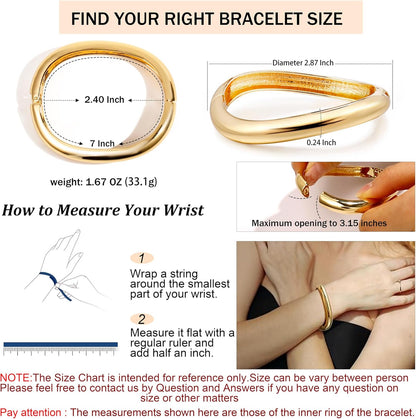 Elegance 11 Designs Gold Plated Cuff Bangle Bracelets for Women Set Chunky Trendy Hinged Irregular Cuff Open Wide Gold Bracelet Minimalist Jewelry Gift 2Pcs