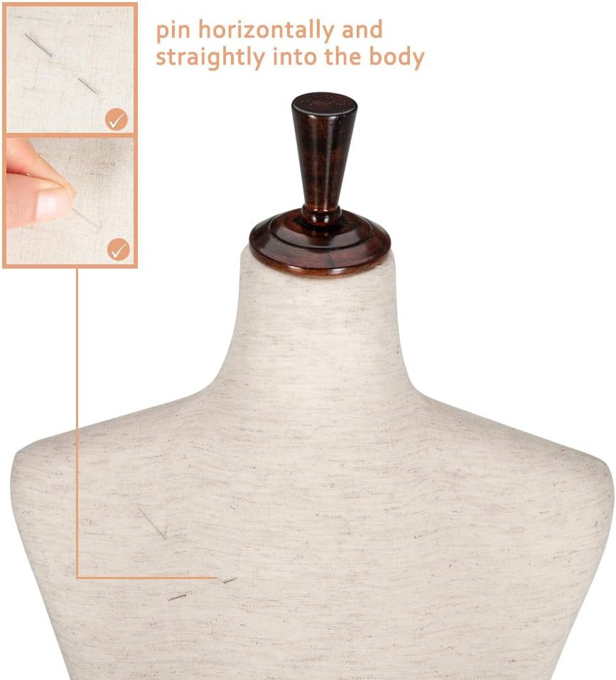 Bonnlo Upgraded Female Dress Form, Mannequin Torse Body with Adjustable Rubber Wood Stand for Dress Jewelry Display (White, 6-8)