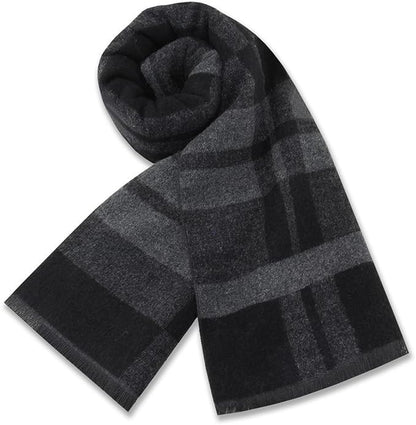 Define Essentials Men'S Winter Warm Long Soft Plaid Scarf with Tassels, Soft Classic Mens Scraves