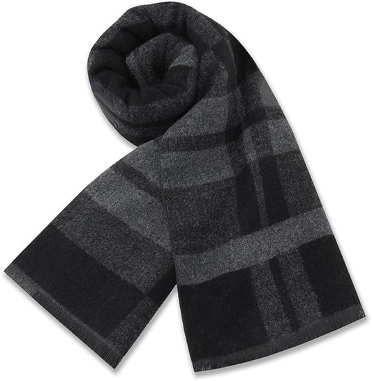 Define Essentials Men'S Winter Warm Long Soft Plaid Scarf with Tassels, Soft Classic Mens Scraves