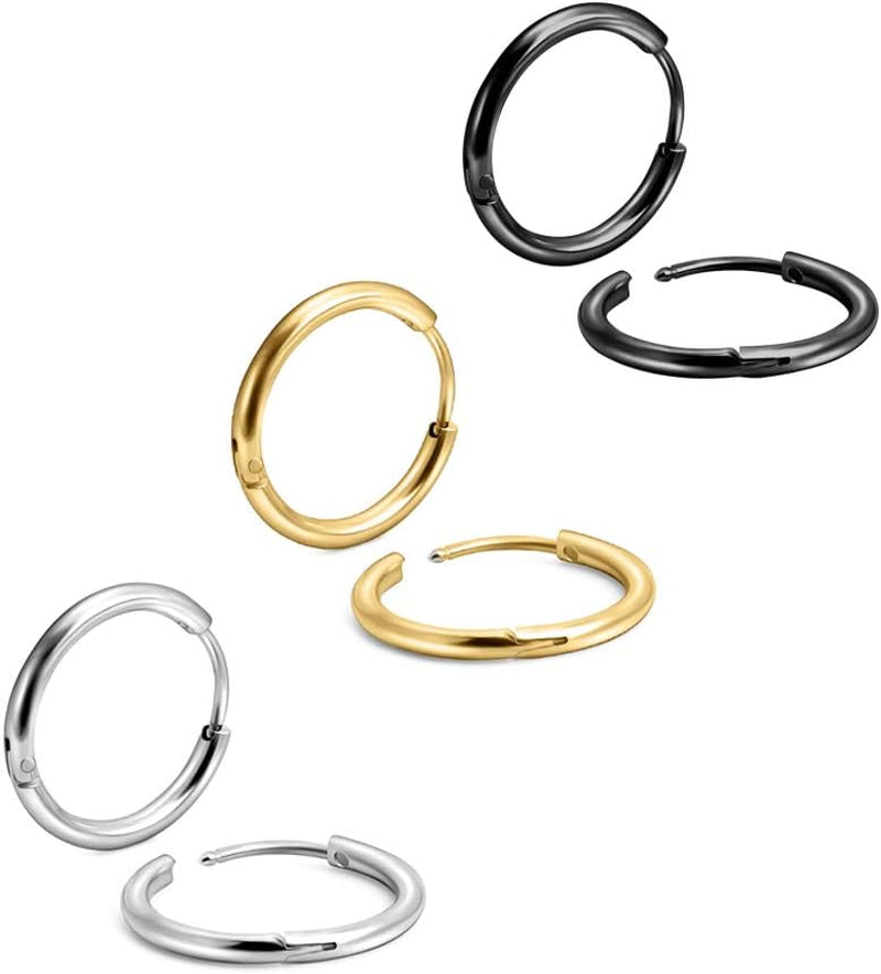 Unisex 18K Real Gold Plating Surgical Steel Sleeper Tiny Hoop Earrings,Nose Ring Septum Ring Helix Ring Daith Ring Lip Ring Nipple Ring Snug Ring Rook Ring Body Piercing Jewelry