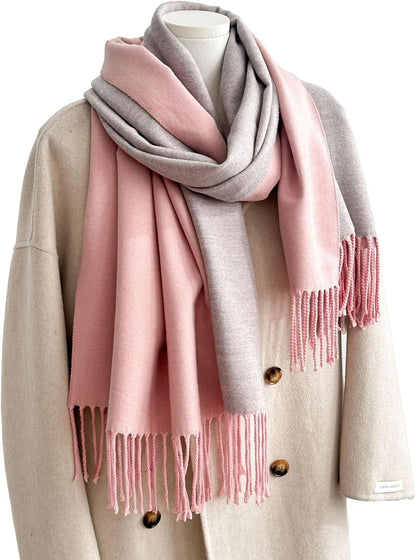 Winter Scarf for Women-Reversible Scarf with Cashmere-Like Softness 70X200Cm - Warm Shawl Wrap -Pashmina Shawls Wrap