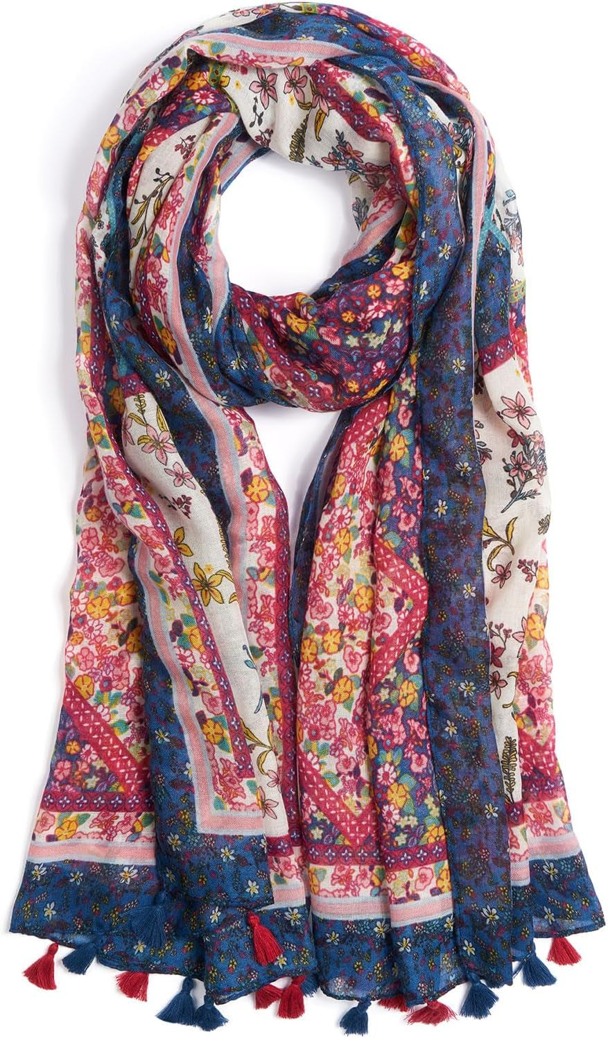 Scarf for Women Lightweight Soft Floral Leopard Printed Scarves Fall Winter Fashion Shawl Wrap with Fringe