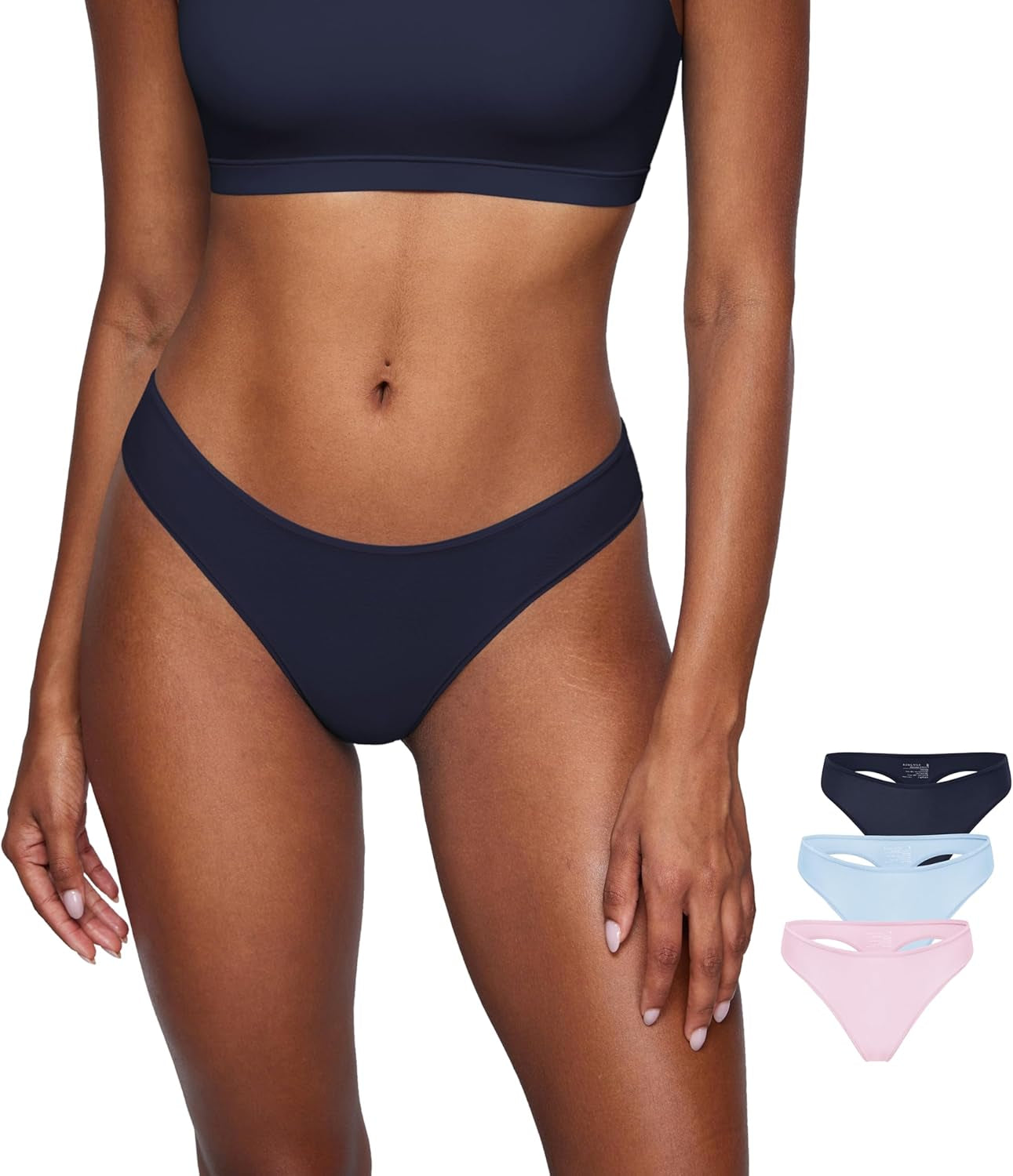 Magneticfit Thongs for Women Stretch Sexy Underwear Comfort Tagless Thong Low Rise Breathable Panties 3 Pack