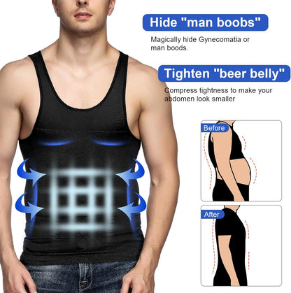 Mens shapewear compression tank top tummy control vest