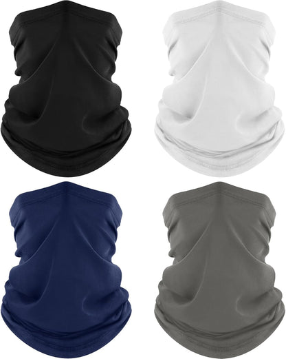 4 Pack Neck Gaiter, Cooling Breathable Face Mask UV Protection Scarf Hiking Bandana for Men/Women