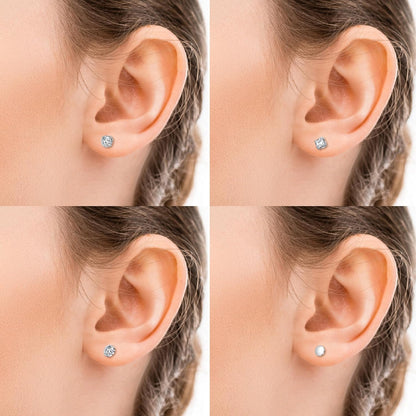 Cubic zirconia diamond studs D.Bella silver jewelry worn model