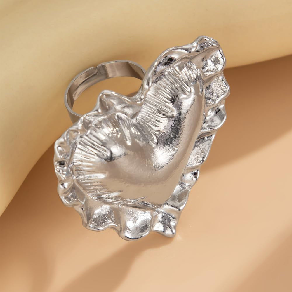 Shiny polished gold heart statement ring for Valentine's Day