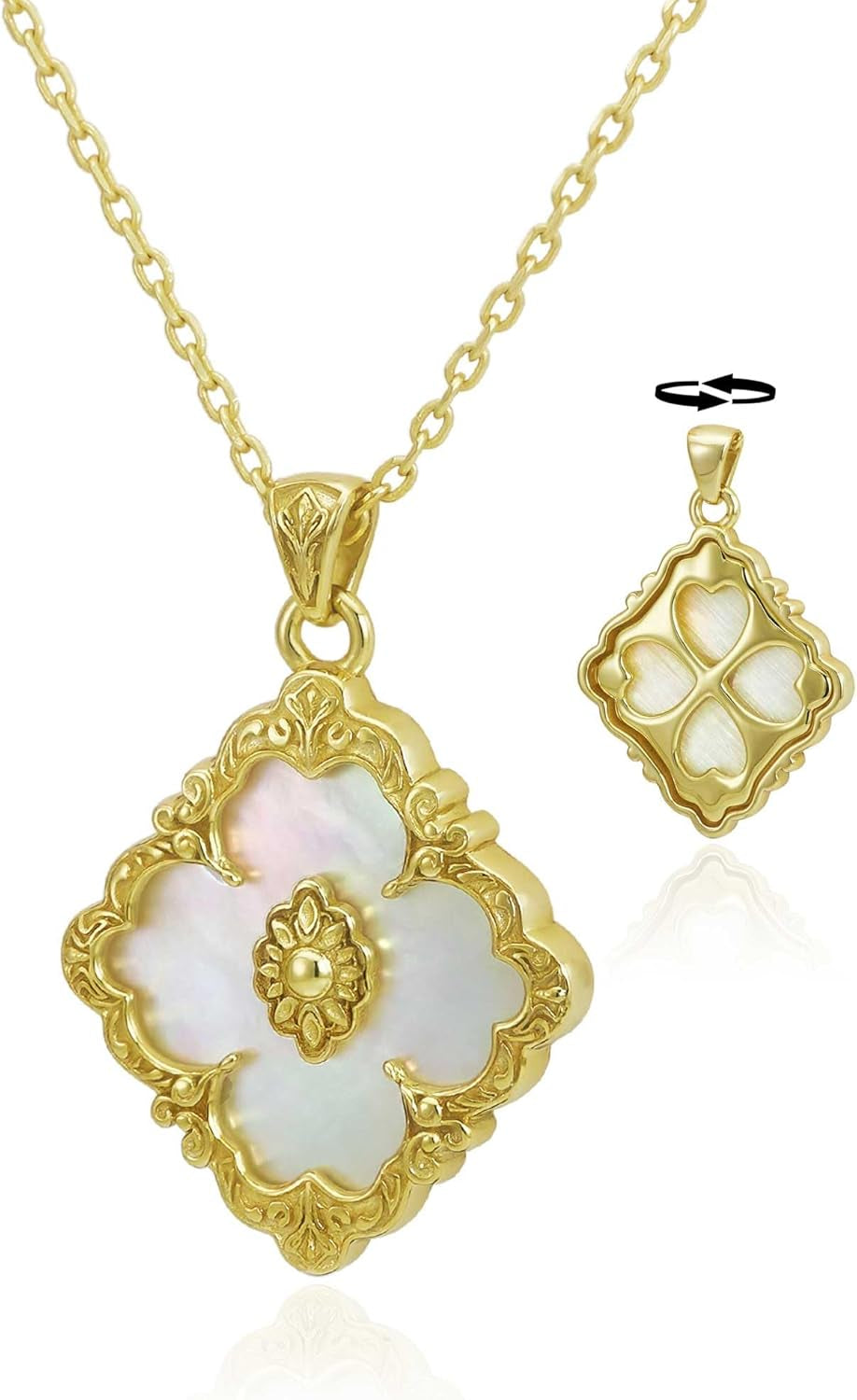 Gold Clover Necklace for Women ，Dainty 14K Gold Plated Pendant Necklace Colorful Clover Pendant Lucky Necklaces for Women Jewelry