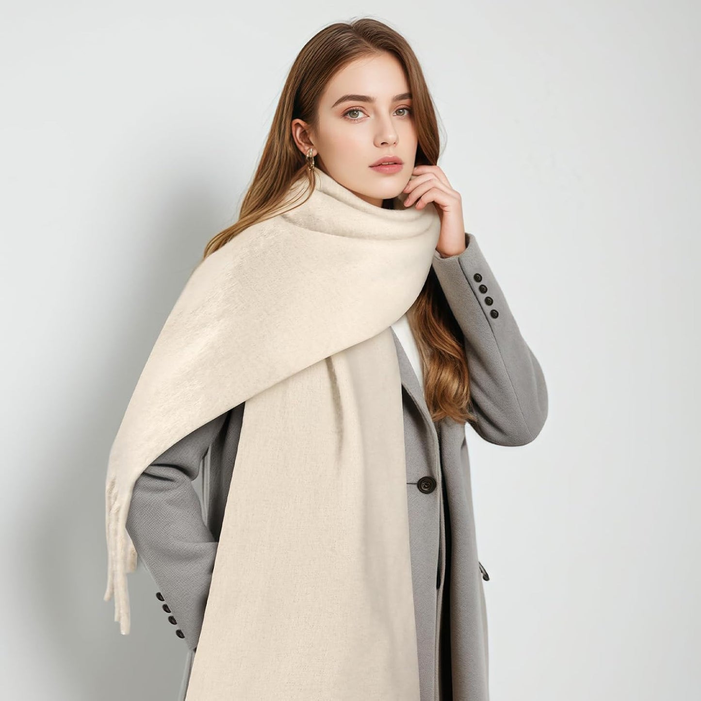 Premillow Women'S Mohair Winter Scarf Pure Color, Warm Winter Scarf for Women and Men, Soft Luxurious Cashmere Feel Scarfs