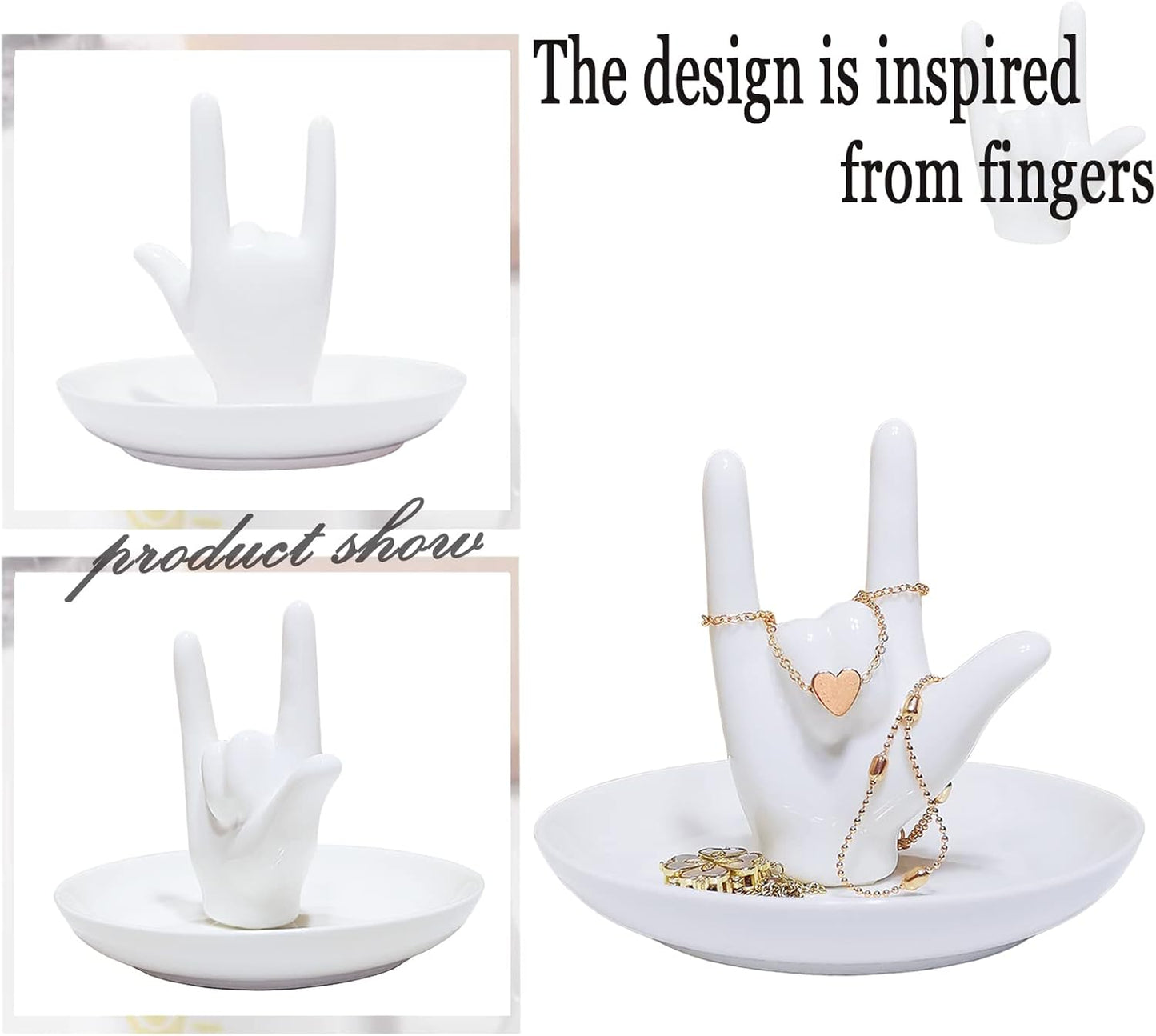Decorative I Love You ring holder on bathroom counter or desk