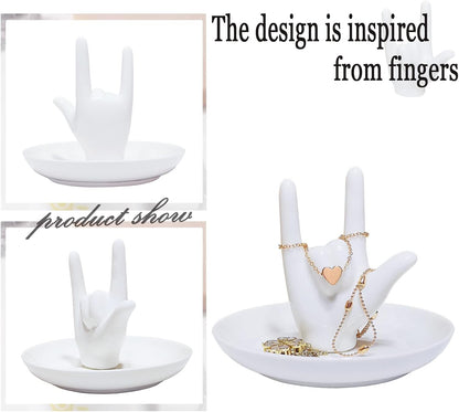Decorative I Love You ring holder on bathroom counter or desk