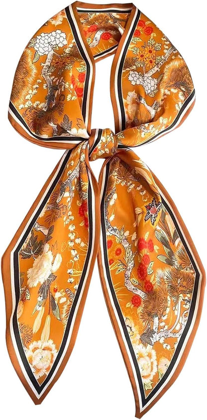 Head Scarf Hair Neck Scarves for Women Purse Bag Scarfs for Handbags Silky Long Thin Satin Headscarf Fashion