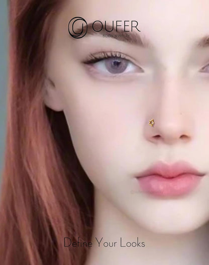 OUFER 925 Sterling Silver Nose Rings, Nose Studs for Women, Cute Nose Nostril Piercing Jewelry, L-Shaped 20G Silver Nose Rings Studs