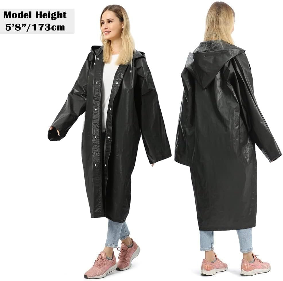 Person in rain gear poncho demonstrating coverage and fit