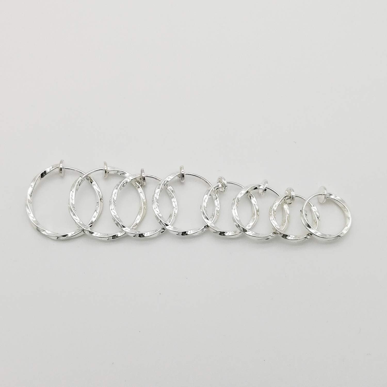 LAXPICOL Twisted Clip on Earrings 4PCS Different Size Gold Silver Grey Rose Gold Tone 0.51IN/0.59IN/0.70IN/0.78IN Stainless Hoop Earrings for Women No Piercing