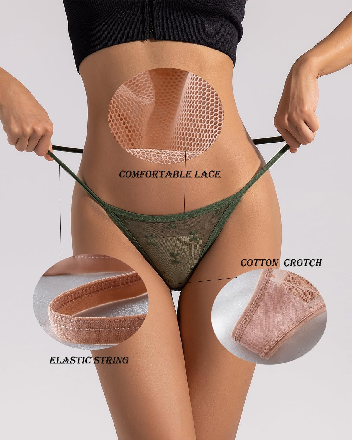 Justgoo lace thong panties back view design