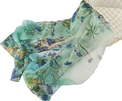 Pokeedioty Scarfs for Women Lightweight Scarves Elegant Floral Pattern Sheer Scarfs Shawls Wraps